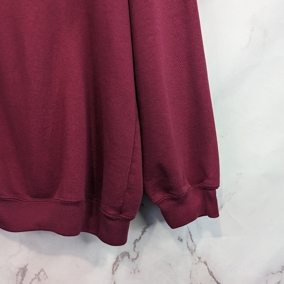 Vintage Sweatshirt Women Size Large Petite Maroon Red Cotton Crew Neck Dad 90s - Picture 4 of 10